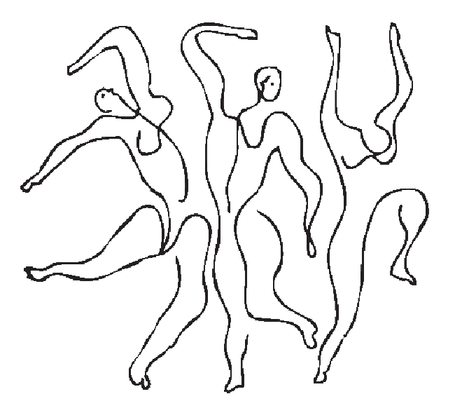 a drawing of a group of dancers